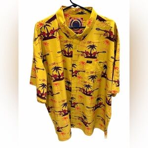 Retro Rifle Palm V3 Button Down Shirt Yellow Size 4XL